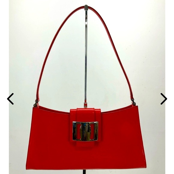 SALVATORE FERRAGAMO Vintage Red Leather Shoulder Bag - Red with Silver Hardware - Picture 1 of 8